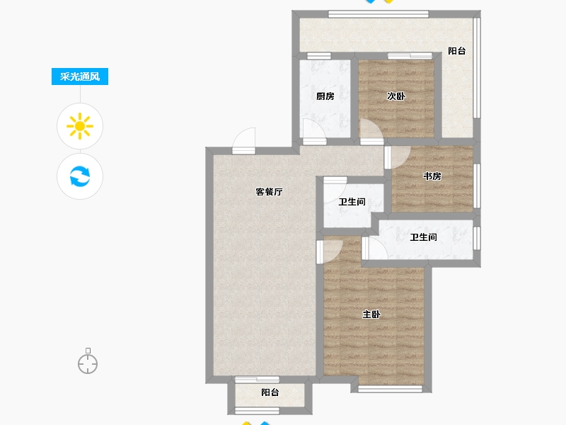 河北省-承德市-中冶兴隆新城·红石郡-82.35-户型库-采光通风