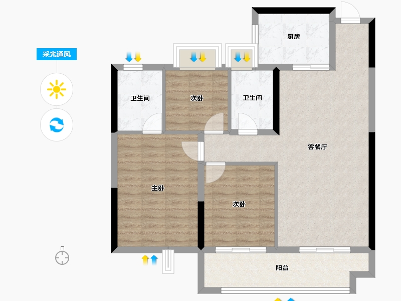 江苏省-常州市-都会星河-90.22-户型库-采光通风