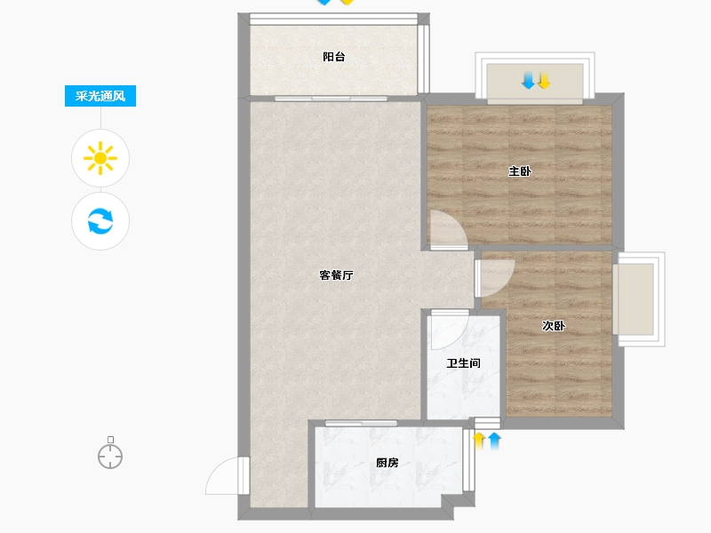 广东省-广州市-锦绣趣园-59.70-户型库-采光通风