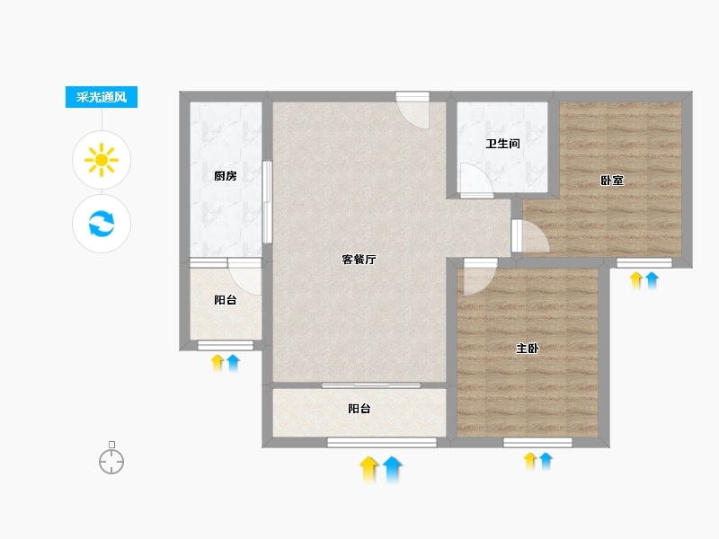 山西省-晋中市-悦唐·慧和郡-75.28-户型库-采光通风