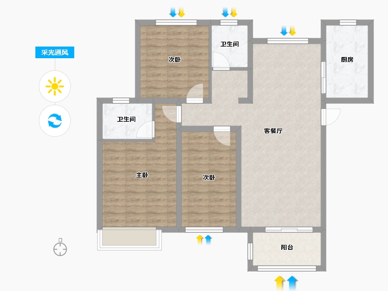 河南省-焦作市-春城·星河湾-94.25-户型库-采光通风