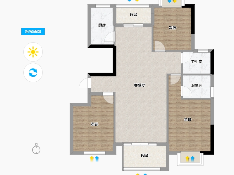 福建省-宁德市-华硕桐韵华庭-94.65-户型库-采光通风