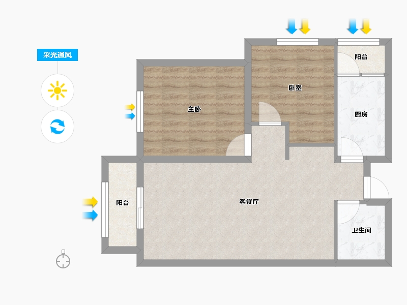 山西省-太原市-竞杰·常青藤-62.49-户型库-采光通风