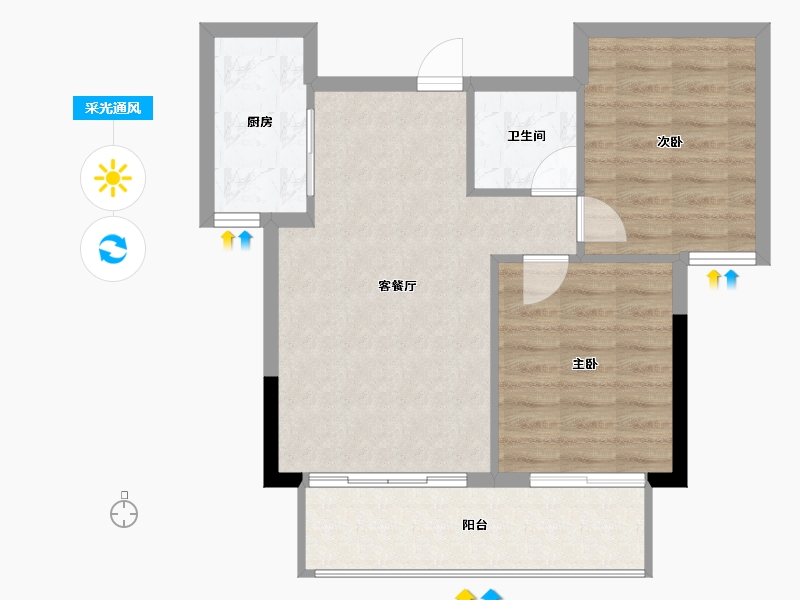 福建省-宁德市-华硕桐韵华庭-64.48-户型库-采光通风