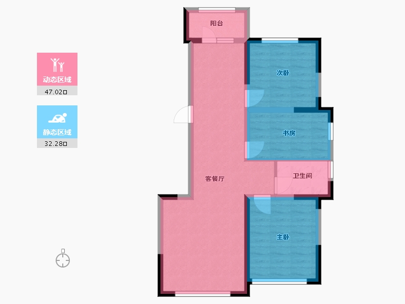 辽宁省-鞍山市-鞍钢新城-70.43-户型库-动静分区