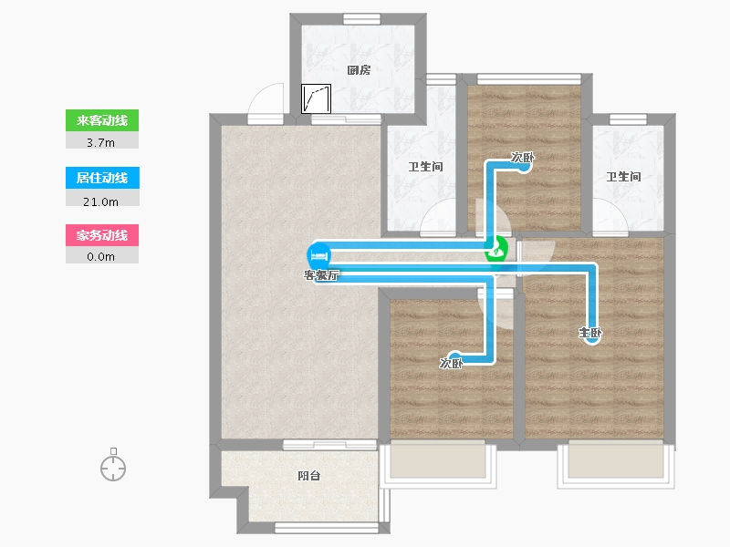 江苏省-苏州市-绿都·虞宸源筑-76.35-户型库-动静线