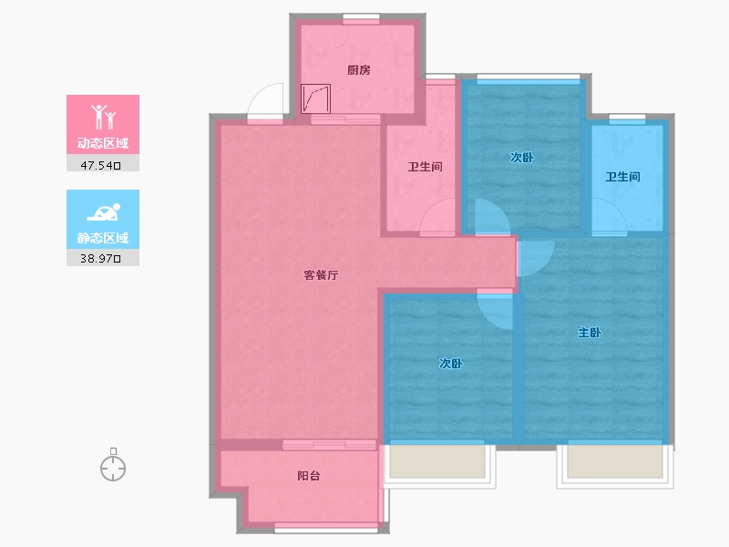 江苏省-苏州市-绿都·虞宸源筑-76.35-户型库-动静分区