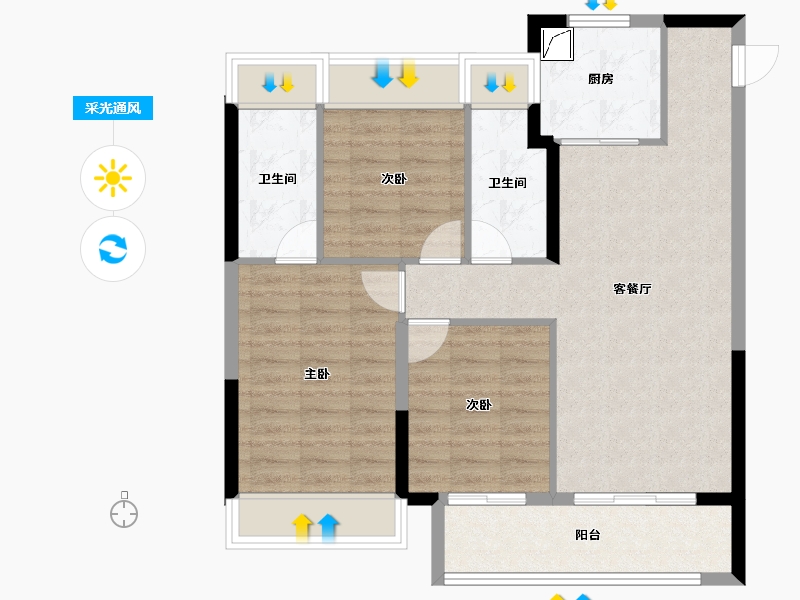 湖北省-武汉市-经发金地四季都会-79.97-户型库-采光通风