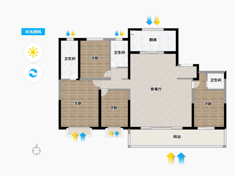 山东省-青岛市-银丰玖玺城珺府-171.97-户型库-采光通风