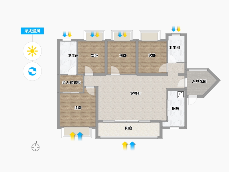 广东省-广州市-万科金域曦府-105.60-户型库-采光通风