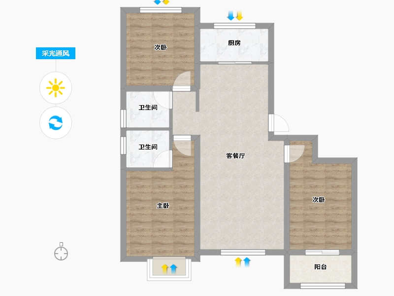 河北省-沧州市-天成和园-95.00-户型库-采光通风