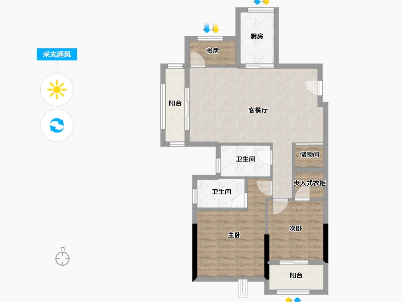 浙江省-温州市-中梁新都会-83.20-户型库-采光通风