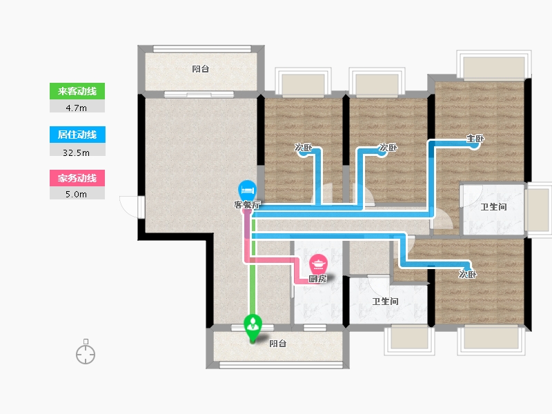 广东省-梅州市-冠华城-105.69-户型库-动静线