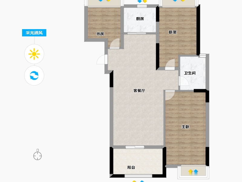 安徽省-宿州市-翔豪·新都-84.80-户型库-采光通风