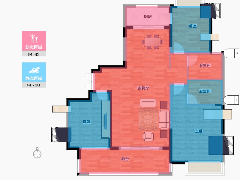 湖南省-岳阳市-江河颐璟城-98.47-户型库-动静分区