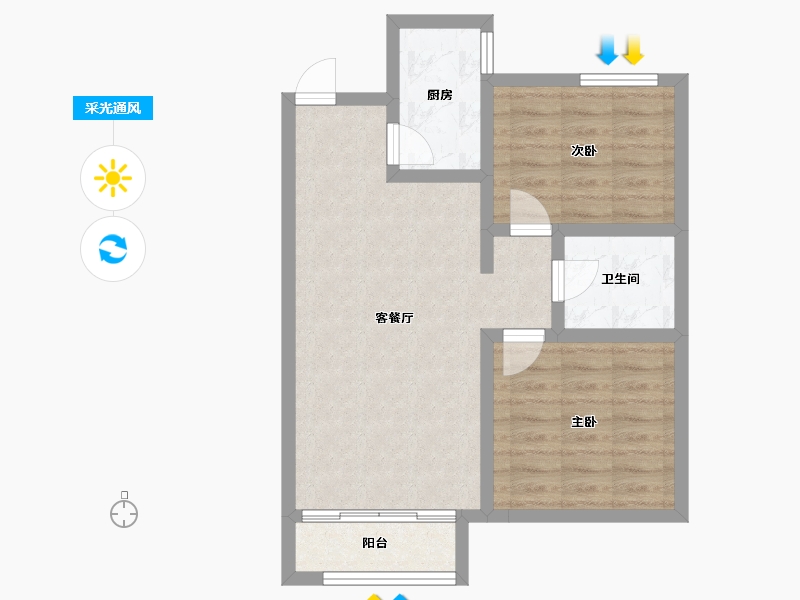 辽宁省-抚顺市-电建地产海赋外滩澋苑-60.05-户型库-采光通风