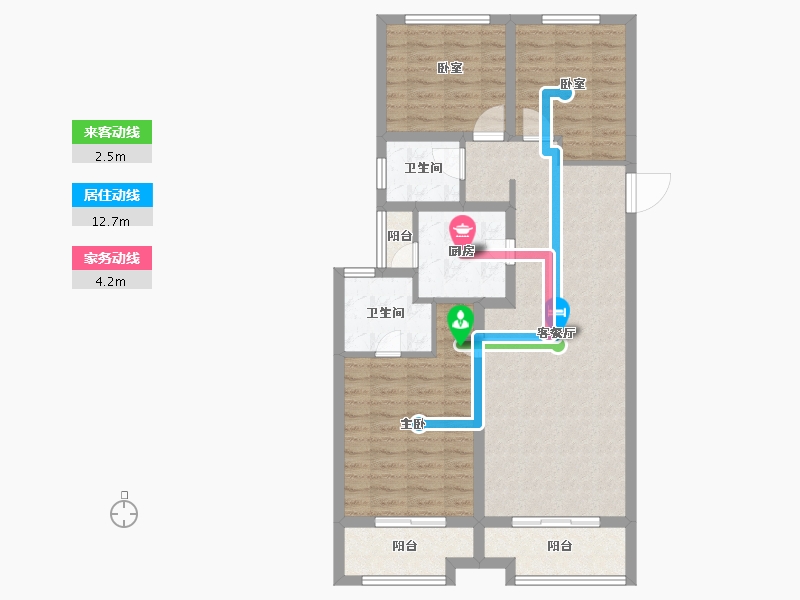 湖南省-岳阳市-江河颐璟城-88.96-户型库-动静线