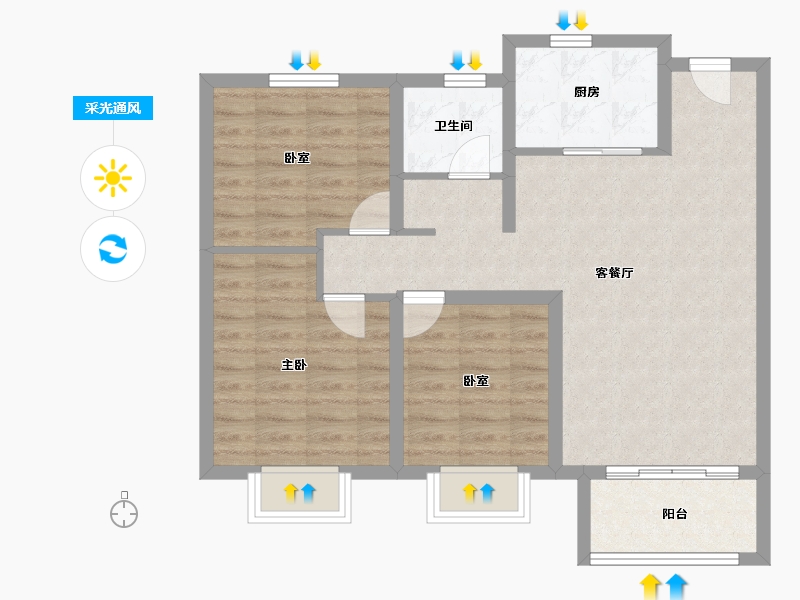 天津-天津市-天津·中梁公馆-77.61-户型库-采光通风