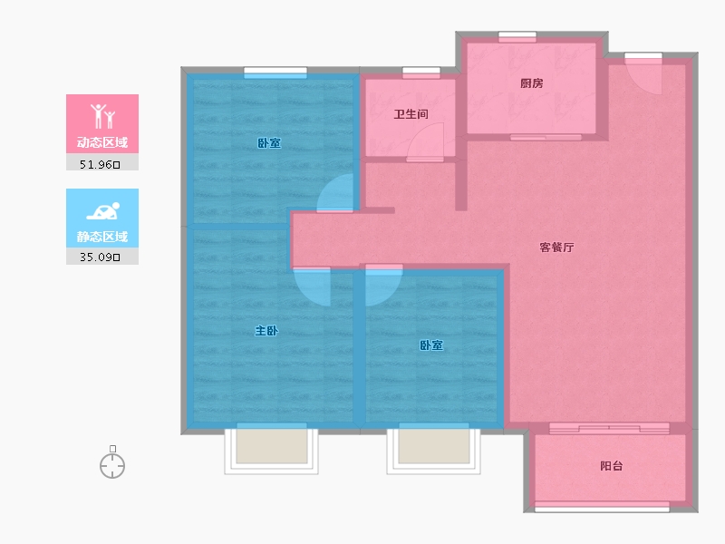 天津-天津市-天津·中梁公馆-77.61-户型库-动静分区