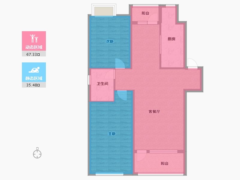 辽宁省-朝阳市-宏运凤凰新城一期-92.43-户型库-动静分区