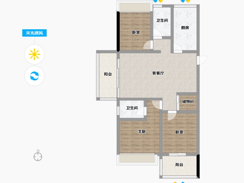 湖北省-恩施土家族苗族自治州-武汉城建中港城-93.89-户型库-采光通风