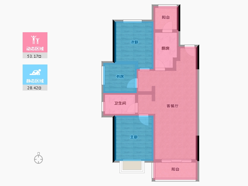 河北省-承德市-中冶兴隆新城·红石郡-71.18-户型库-动静分区