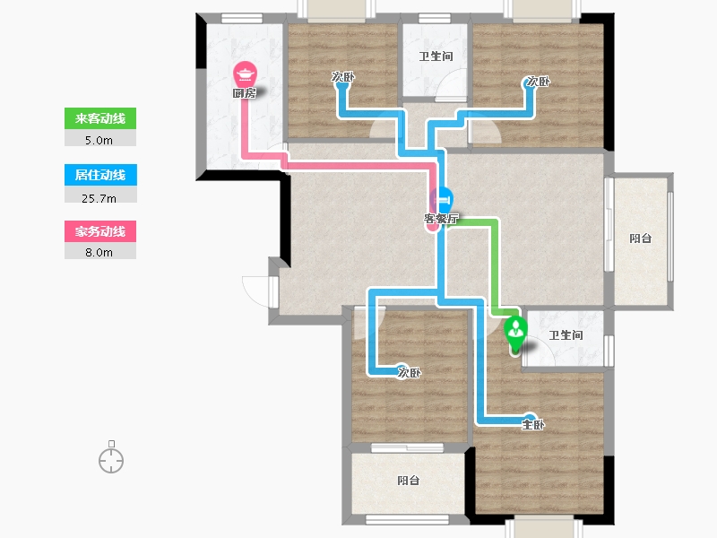 福建省-宁德市-华硕桐韵华庭-100.60-户型库-动静线