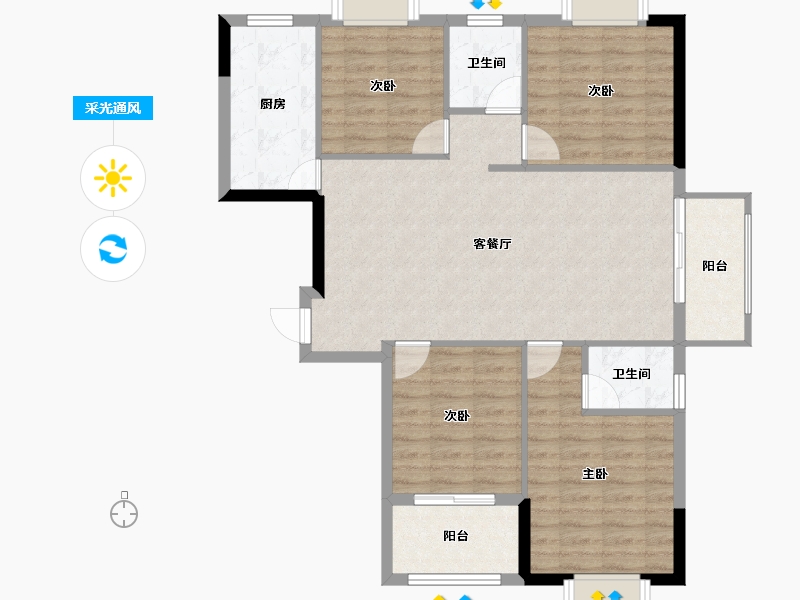 福建省-宁德市-华硕桐韵华庭-100.60-户型库-采光通风