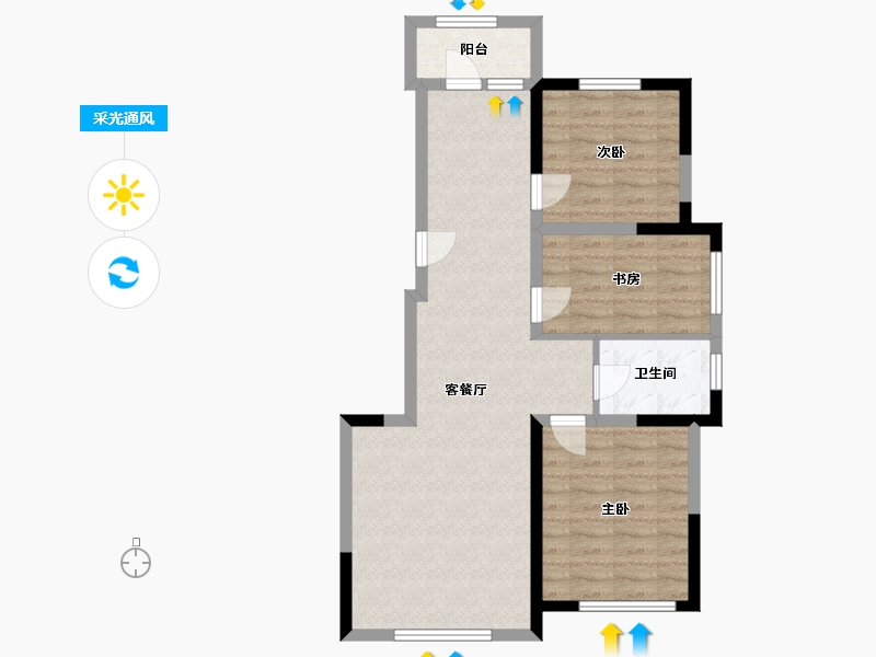 辽宁省-鞍山市-鞍钢新城-76.86-户型库-采光通风