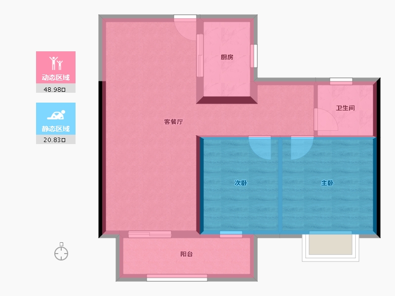 湖北省-孝感市-力标澴河壹号院-62.20-户型库-动静分区