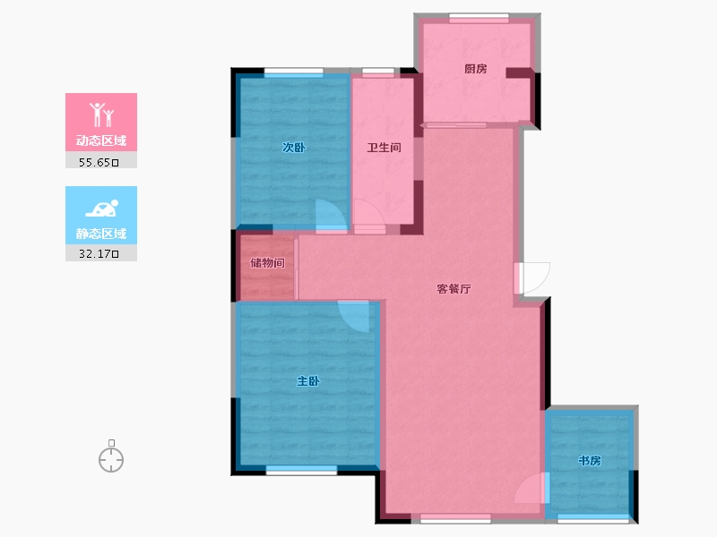 辽宁省-鞍山市-鞍钢新城-78.65-户型库-动静分区