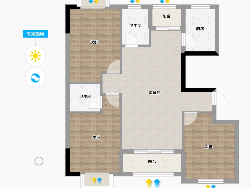 福建省-宁德市-华硕桐韵华庭-83.32-户型库-采光通风