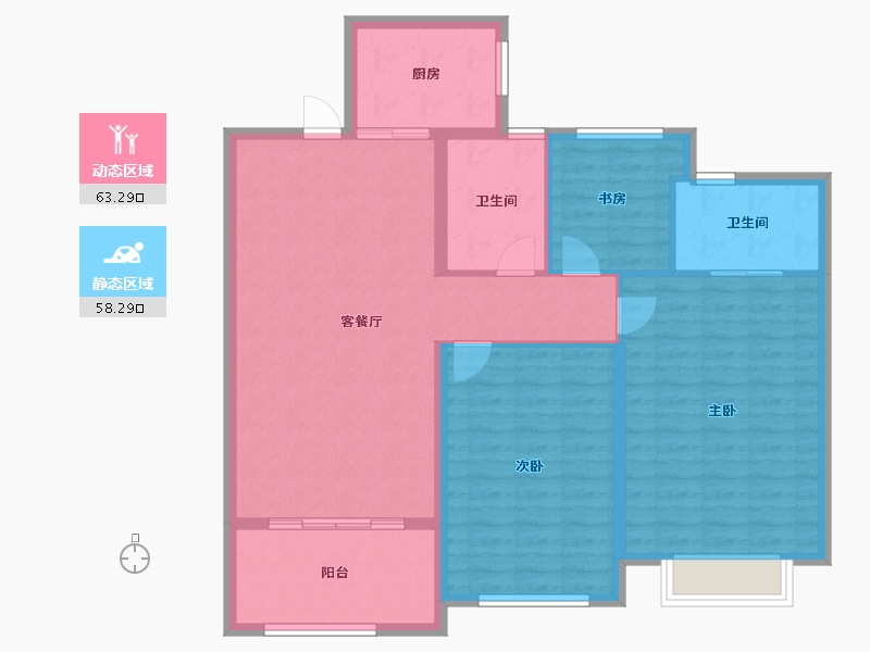 福建省-宁德市-宏地国宾府-110.77-户型库-动静分区