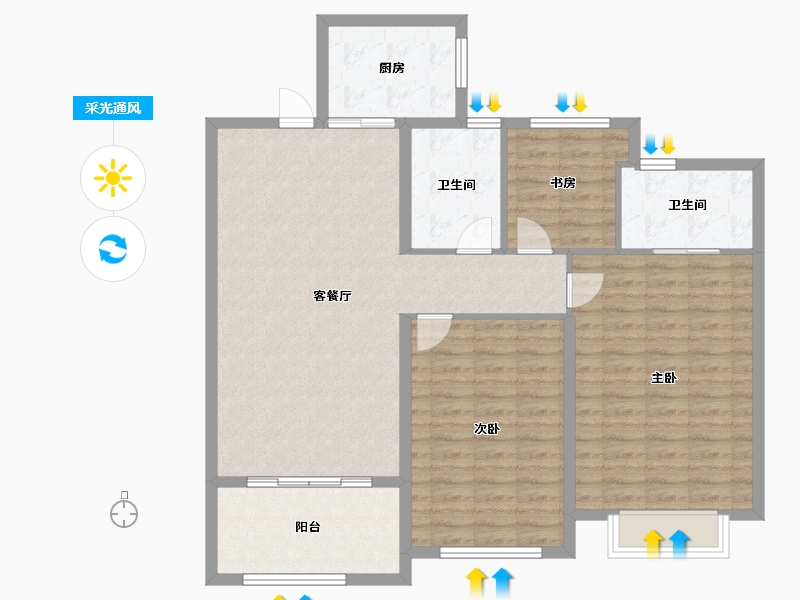 福建省-宁德市-宏地国宾府-110.77-户型库-采光通风