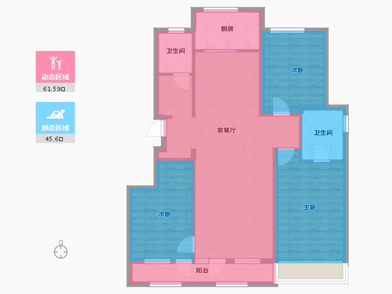 辽宁省-大连市-绿城大连海上明月-95.77-户型库-动静分区