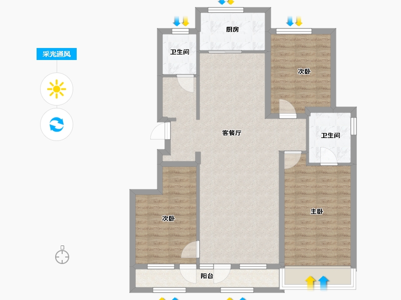 辽宁省-大连市-绿城大连海上明月-95.77-户型库-采光通风