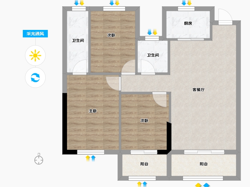 福建省-南平市-嘉园名城-75.46-户型库-采光通风