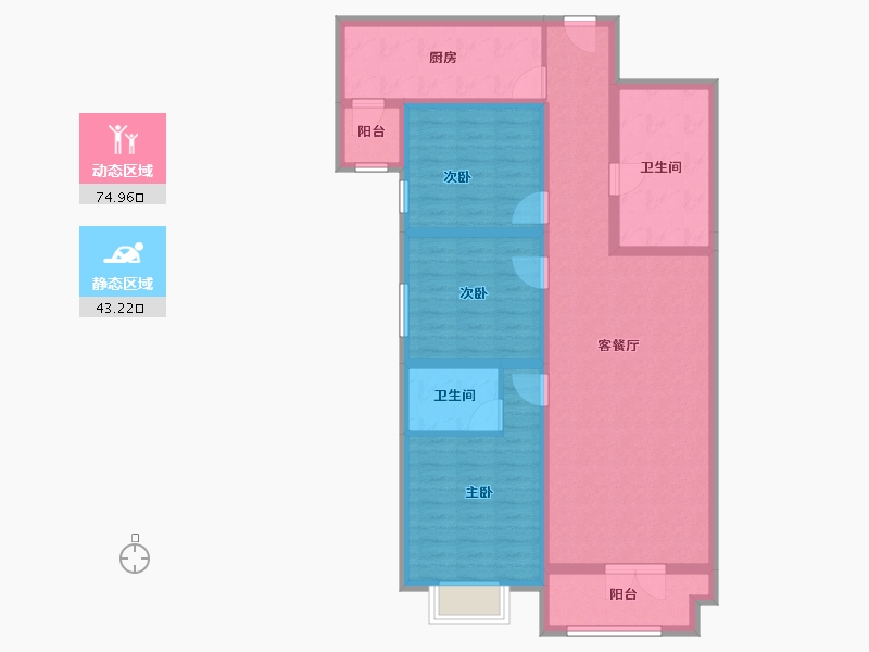 山西省-太原市-半山中庭-104.80-户型库-动静分区