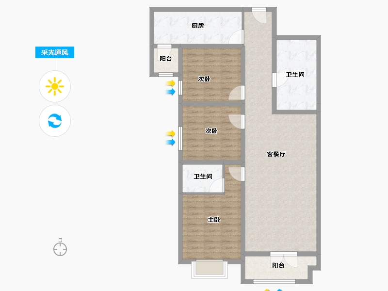 山西省-太原市-半山中庭-104.80-户型库-采光通风