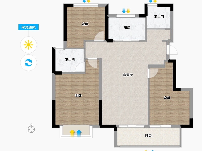 浙江省-宁波市-光语云著-93.17-户型库-采光通风