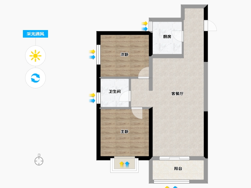 陕西省-宝鸡市-西建福慧城二期-63.20-户型库-采光通风