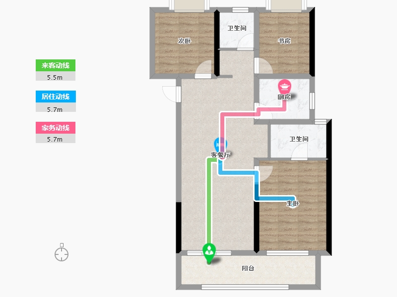 湖北省-孝感市-力标澴河壹号院-85.66-户型库-动静线