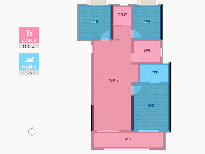 湖北省-孝感市-力标澴河壹号院-85.66-户型库-动静分区