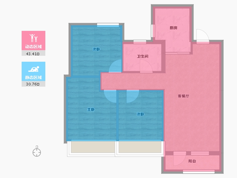 辽宁省-大连市-绿城大连海上明月-66.34-户型库-动静分区