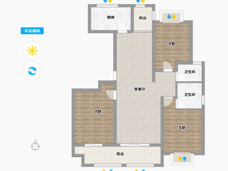 安徽省-芜湖市-慢城壹品-100.19-户型库-采光通风