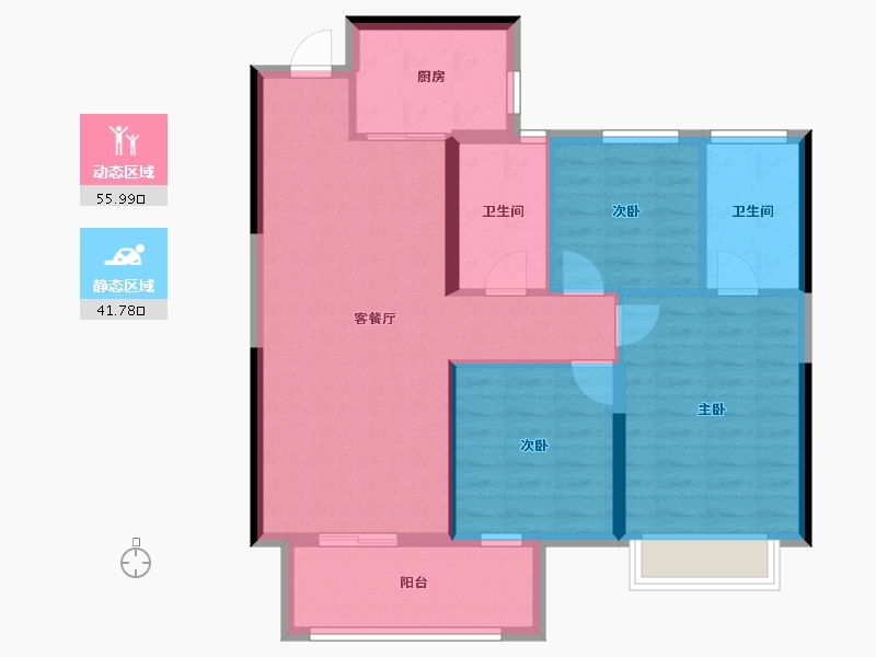 湖北省-孝感市-力标澴河壹号院-88.20-户型库-动静分区