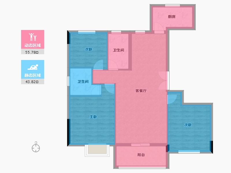 湖北省-孝感市-安陆涢东学府-89.98-户型库-动静分区