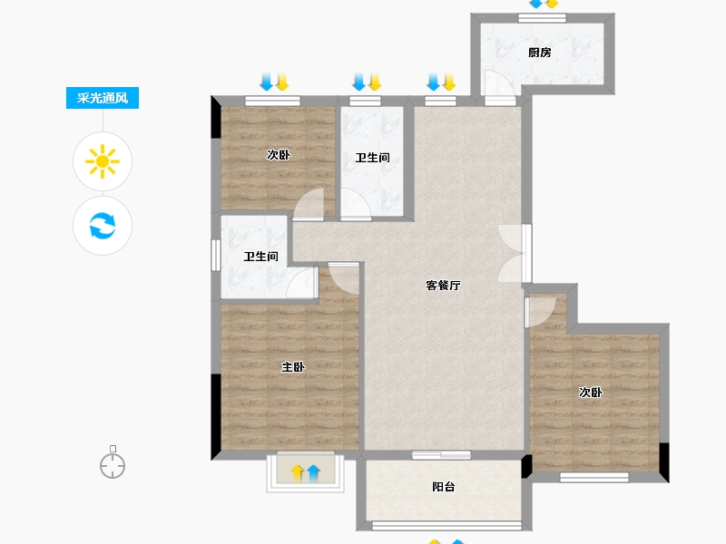 湖北省-孝感市-安陆涢东学府-89.98-户型库-采光通风