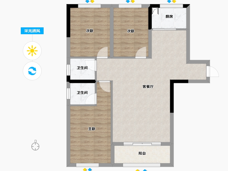 福建省-南平市-嘉园名城-83.17-户型库-采光通风