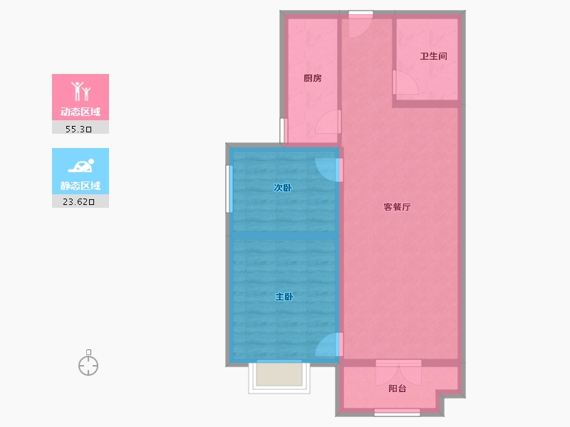 山西省-太原市-半山中庭-70.40-户型库-动静分区